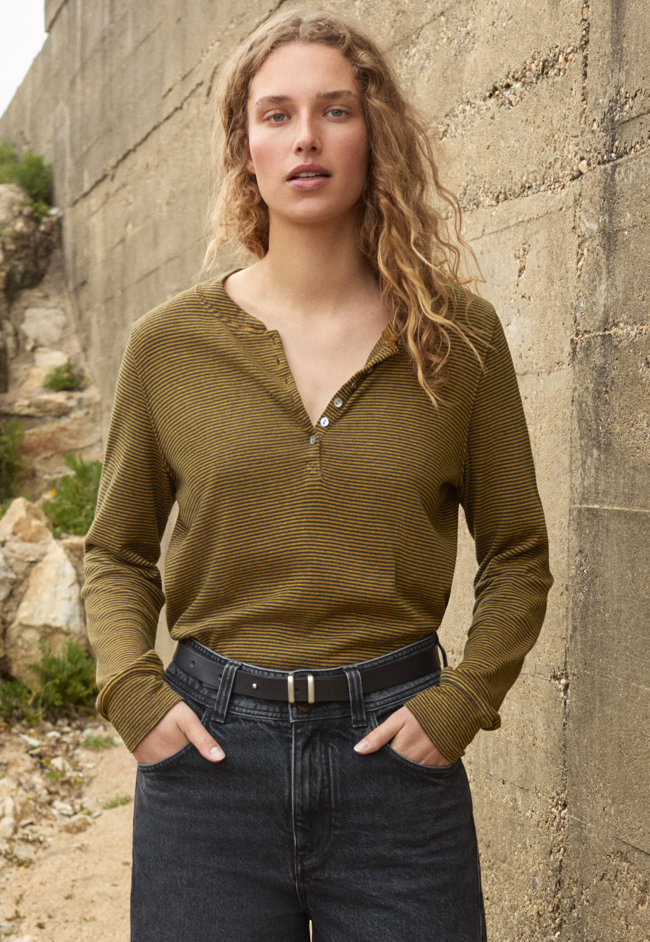 Button-shoulder top