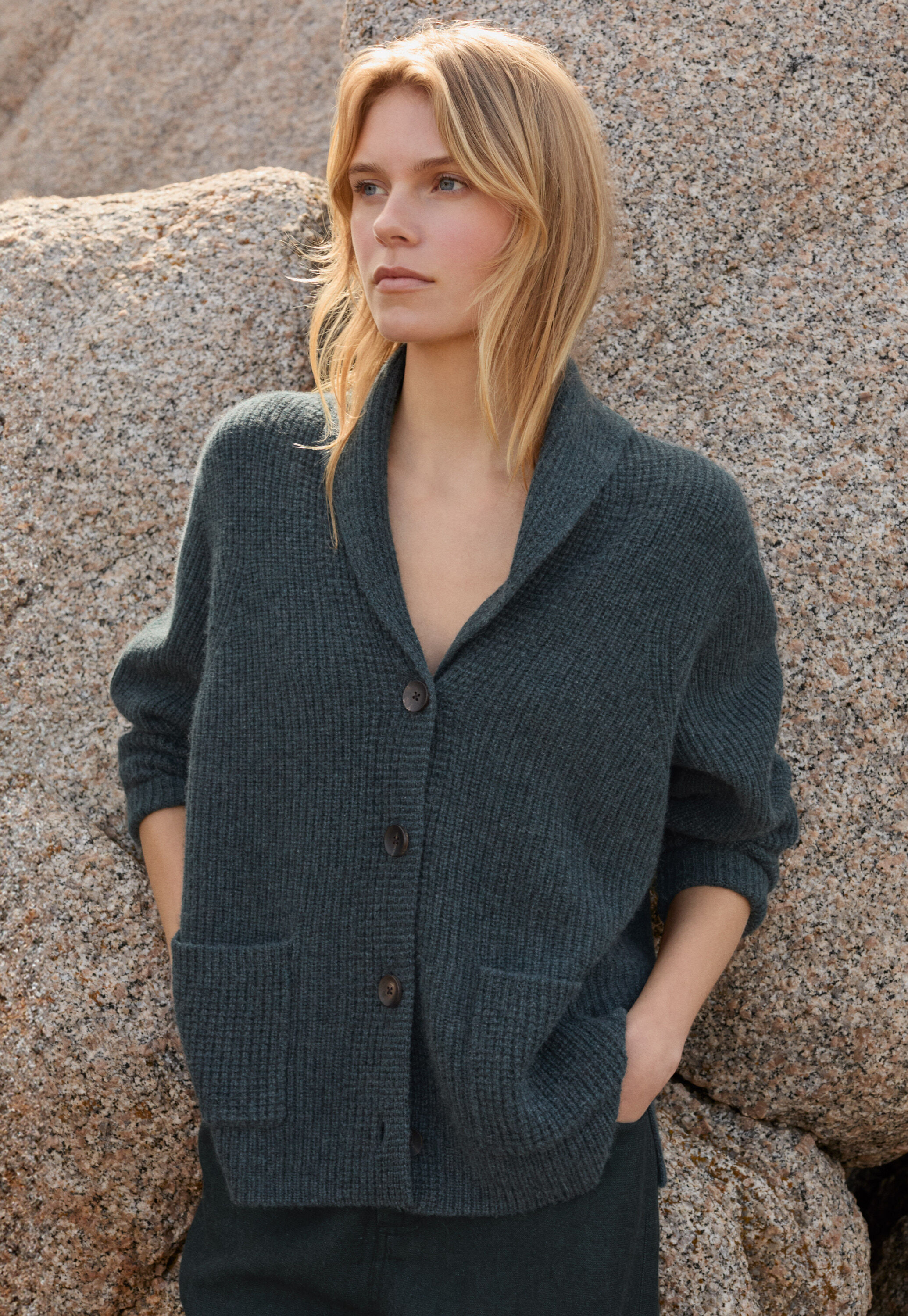 Shawl-collar cardigan