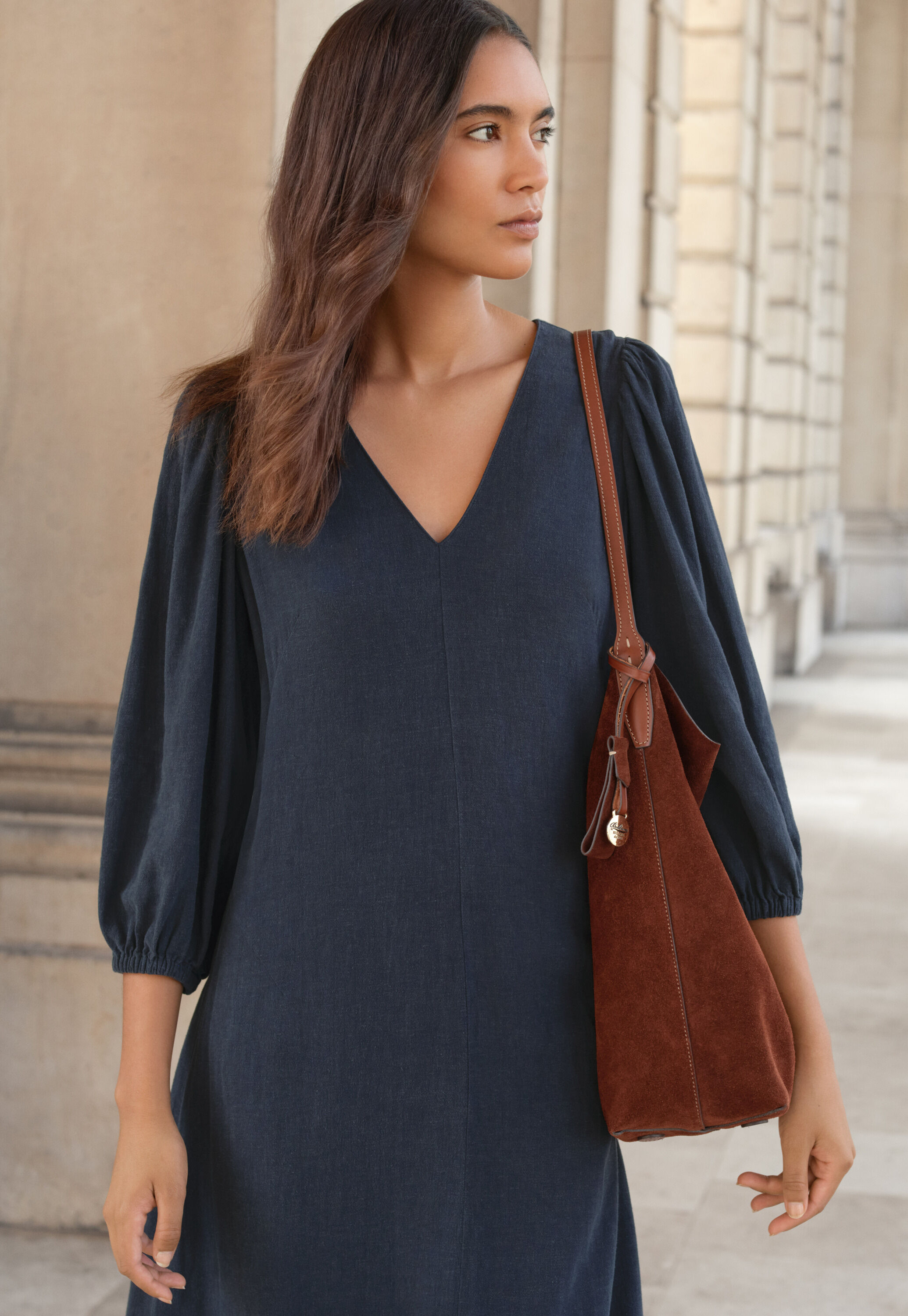 Long v-neck dress