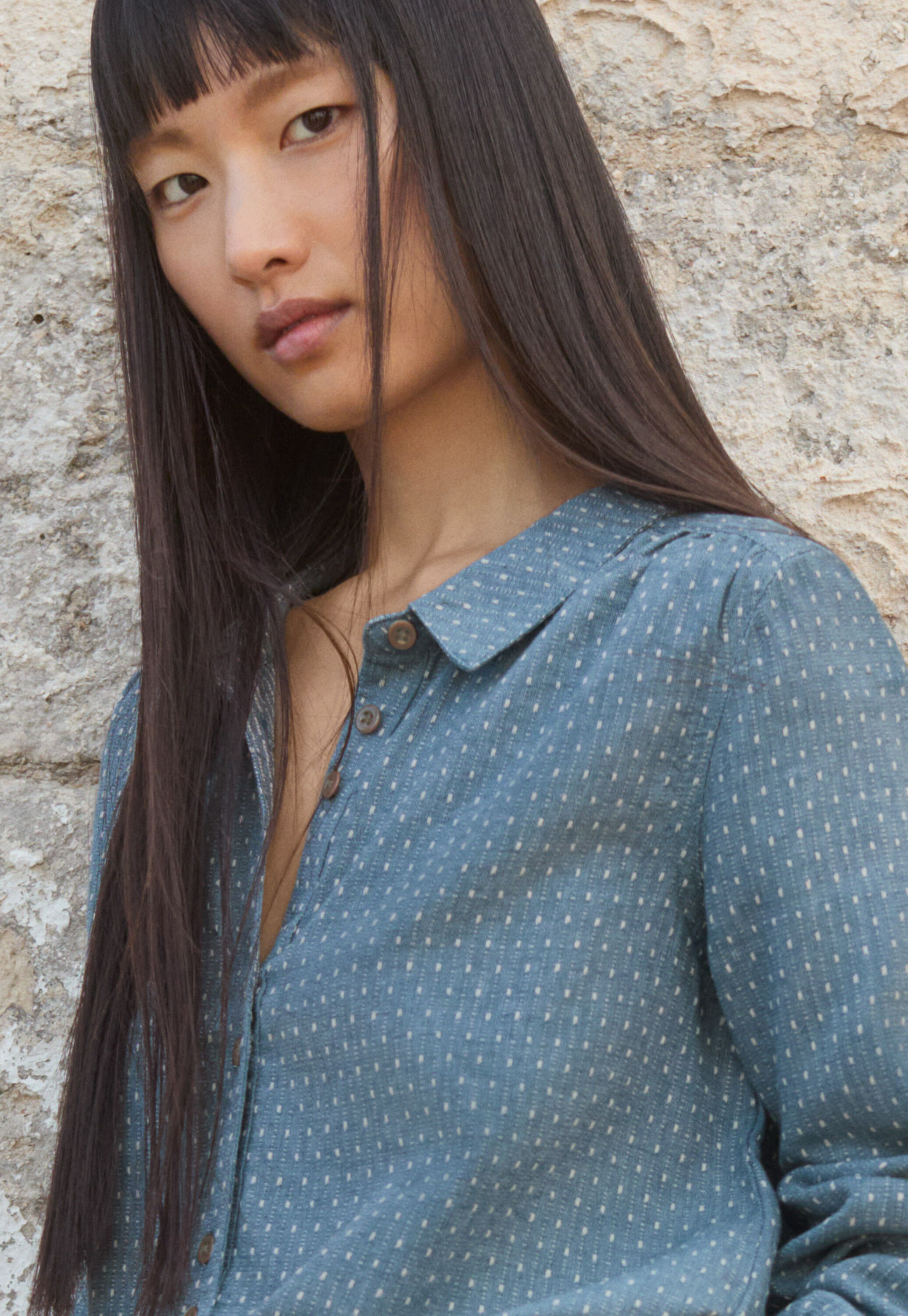 Dash-weave shirt, Pale denim, large