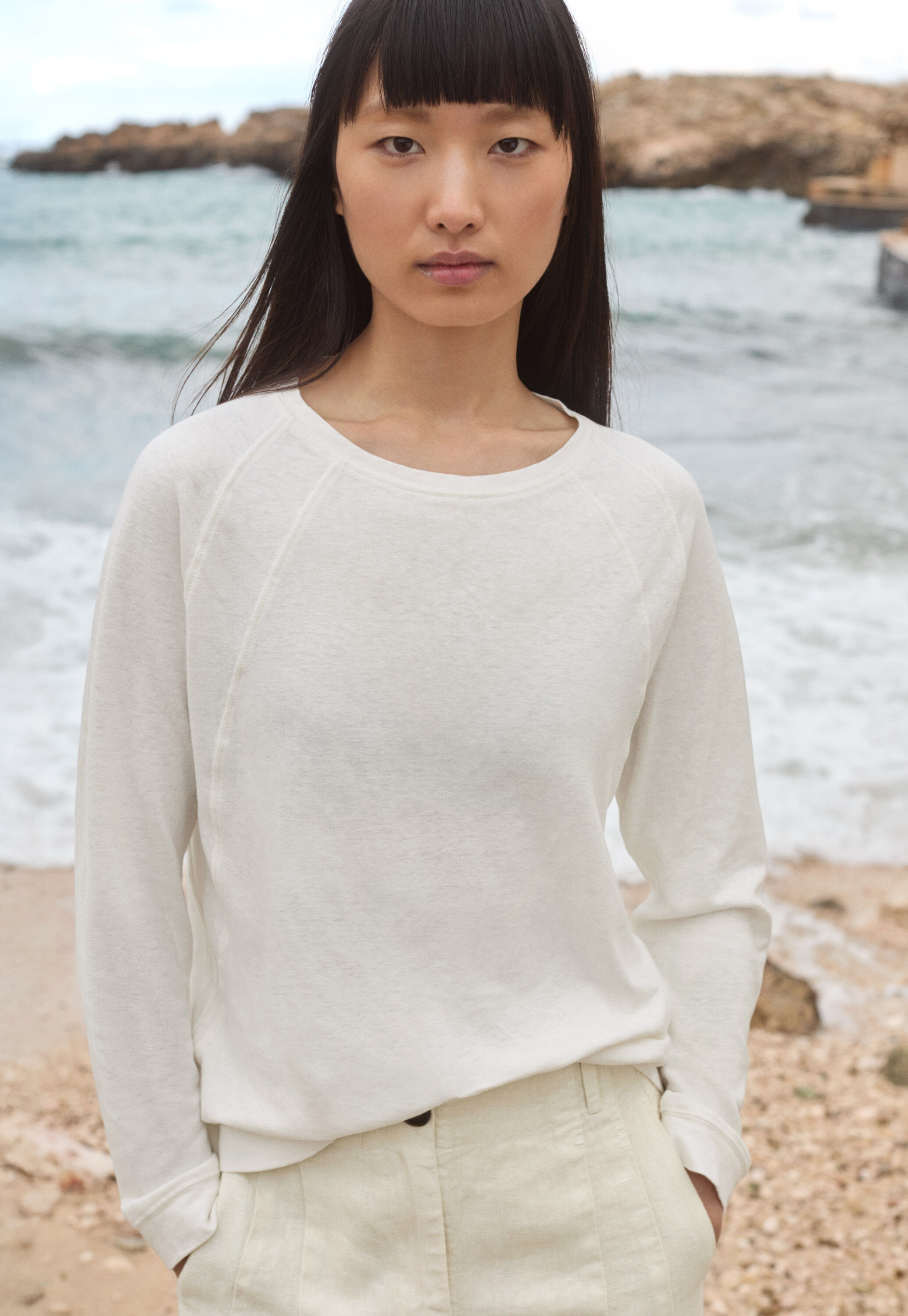 Button-shoulder top