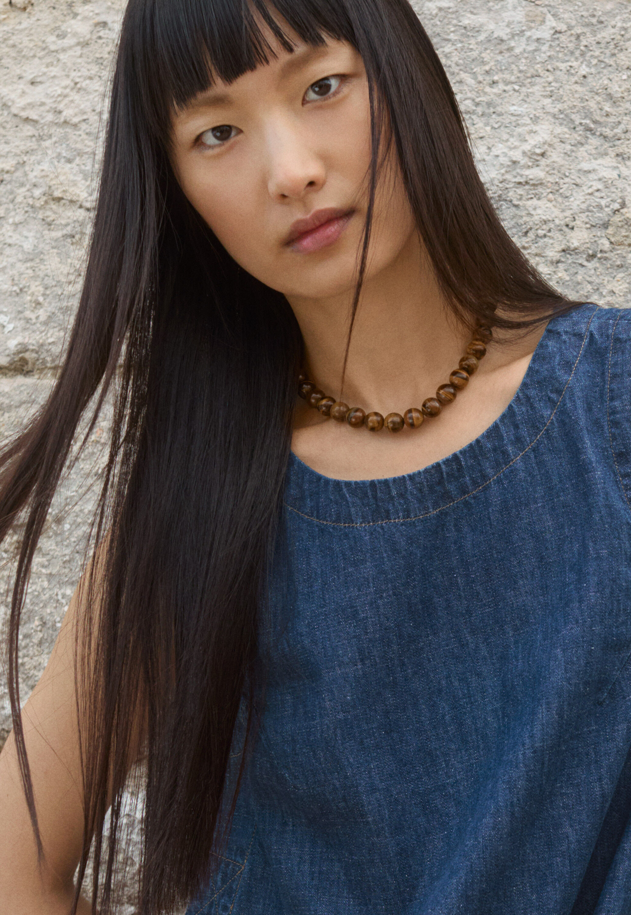 Indigo-dyed sleeveless top, Dark denim, large