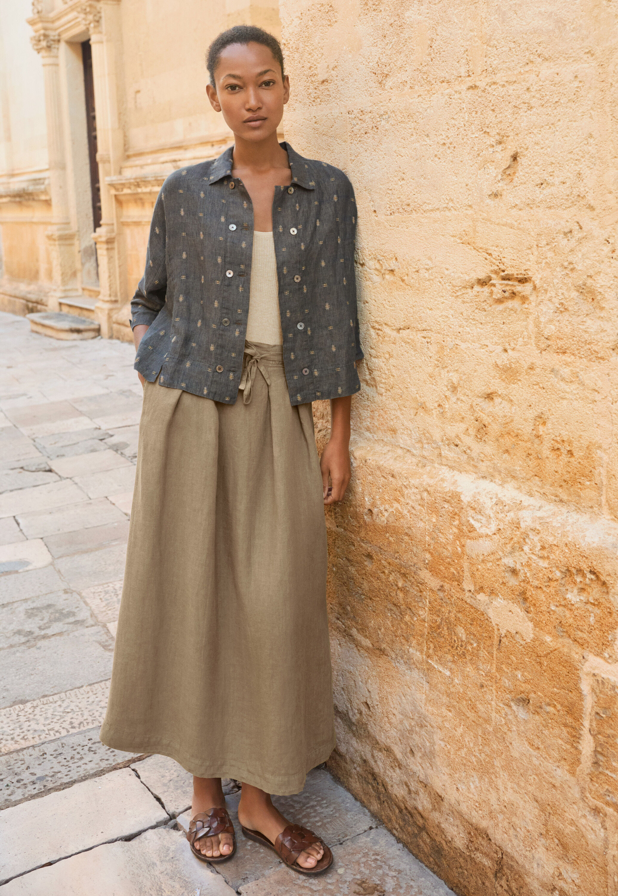 Clipped dobby blouse