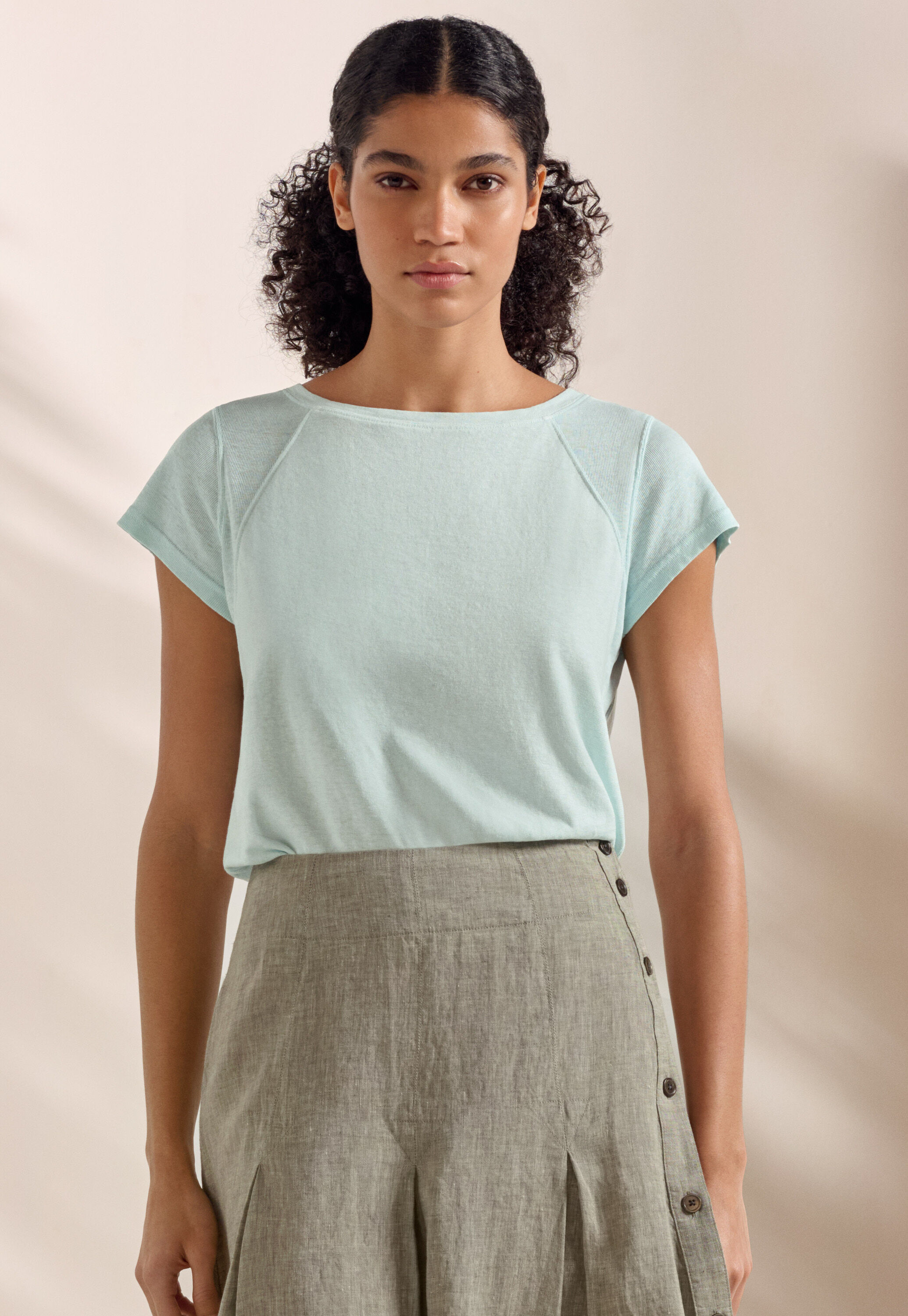 Raglan-sleeve top, Mint aqua, large