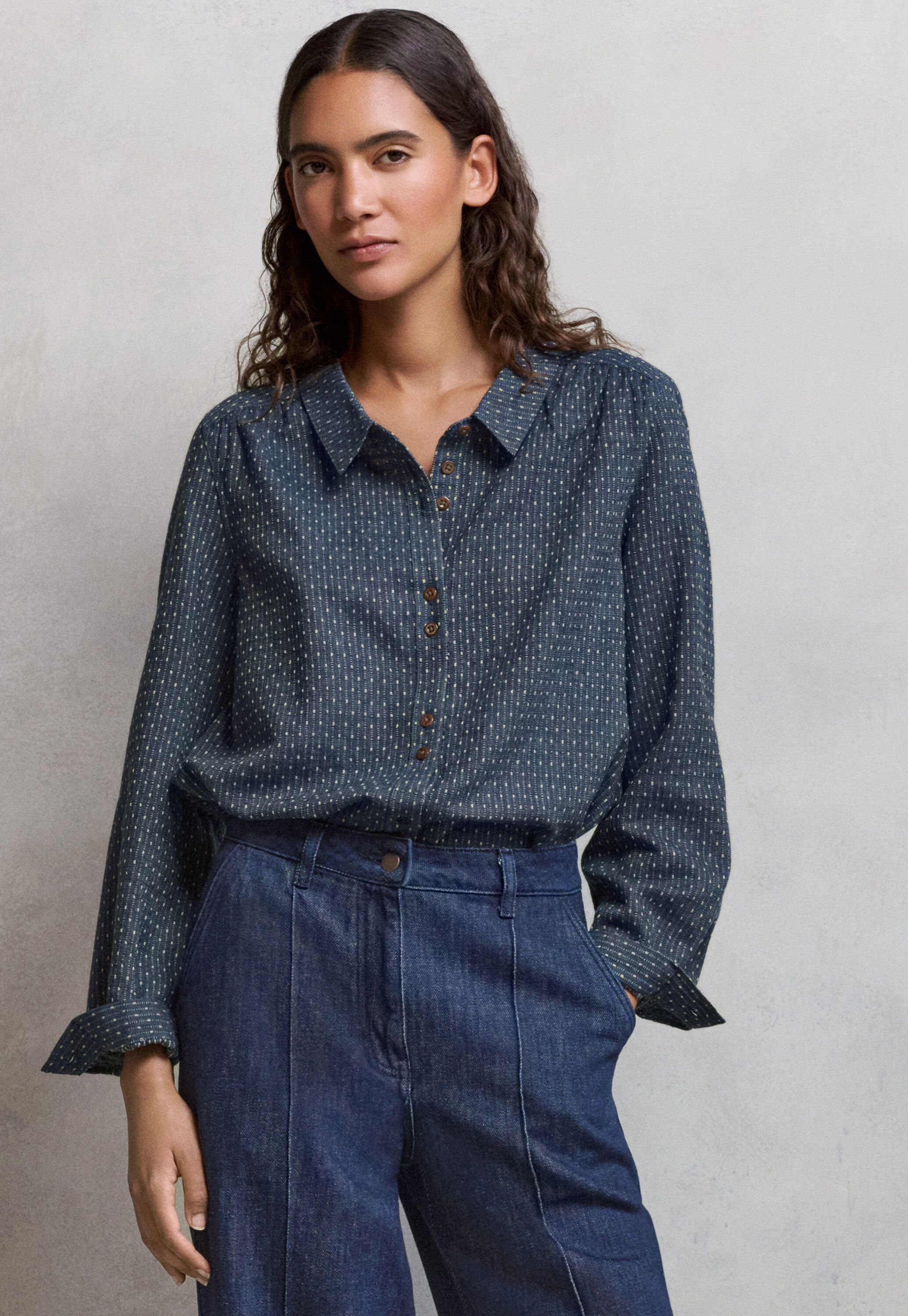 Dash-weave shirt, Soft indigo, large