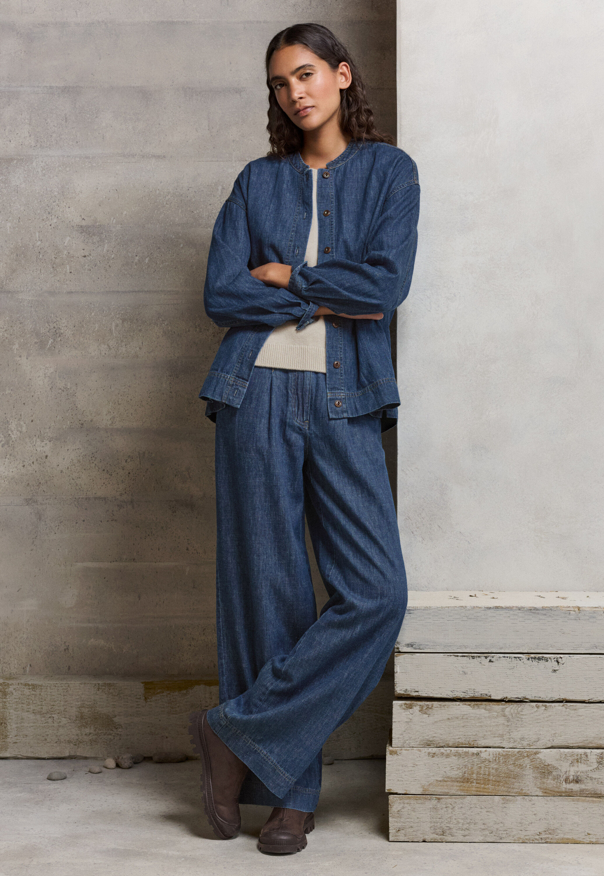 Indigo overshirt, Dark denim, large