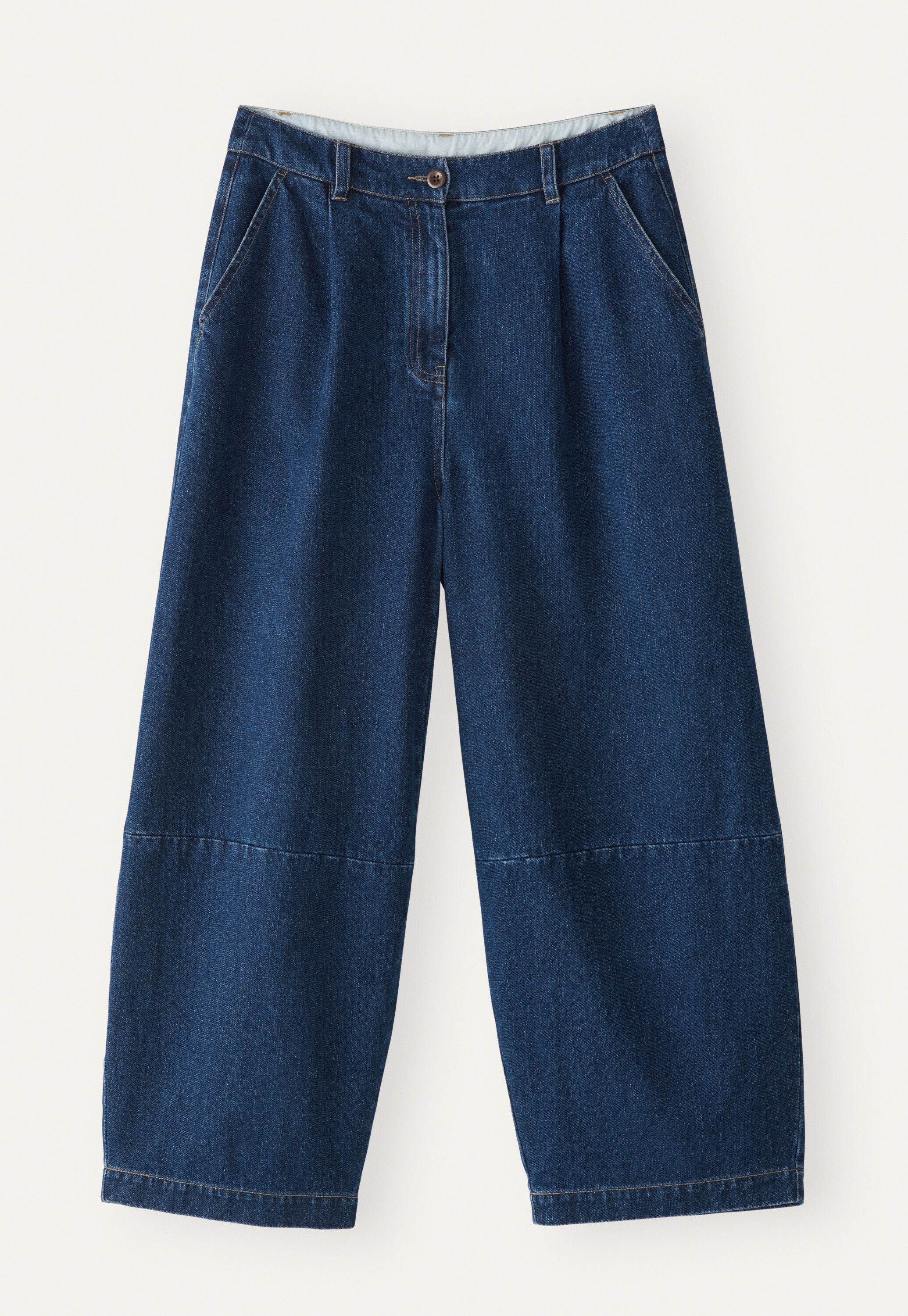 Barrel-leg trousers, Dark denim, large