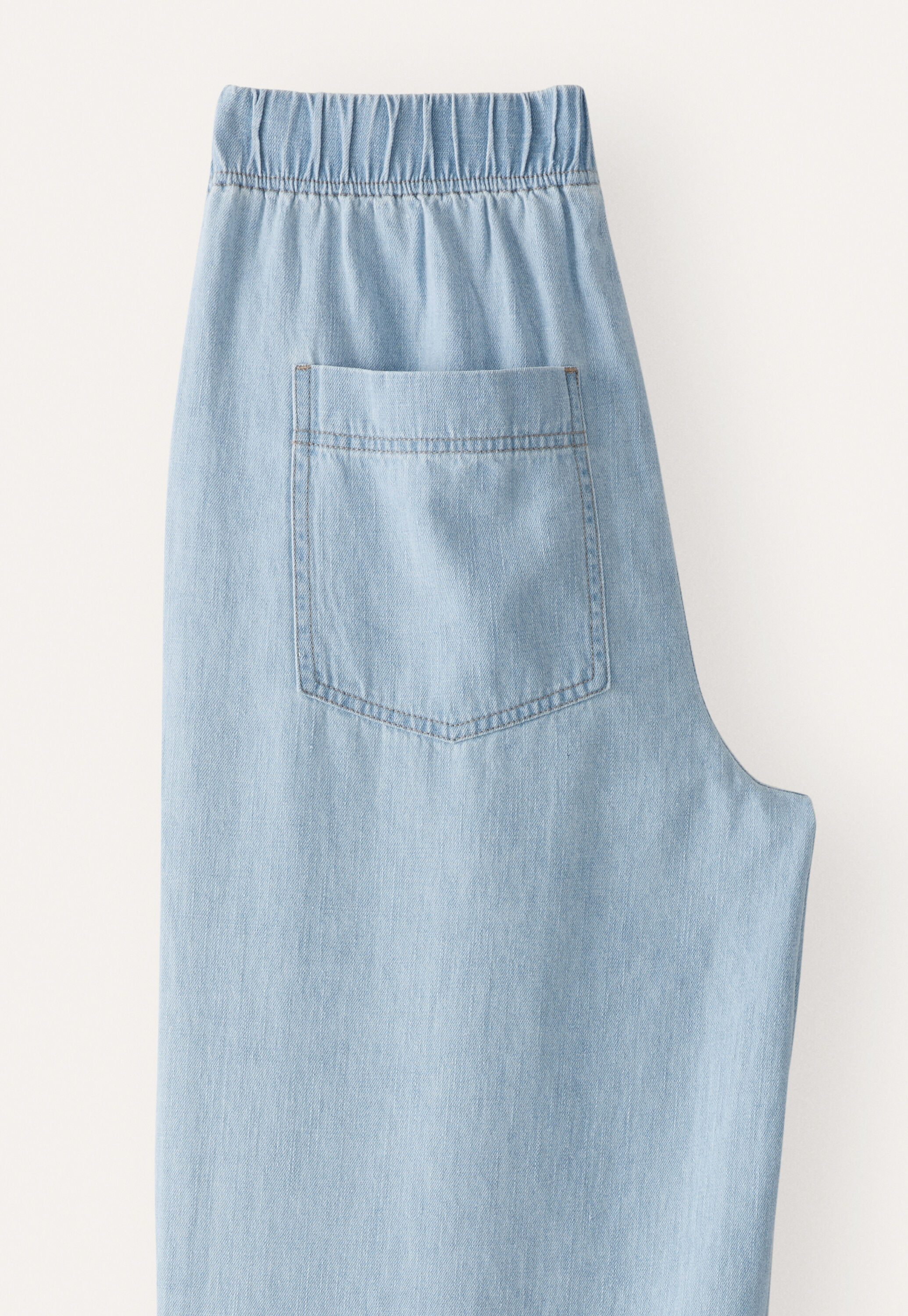 Indigo-dyed wide trousers, Pale denim, large