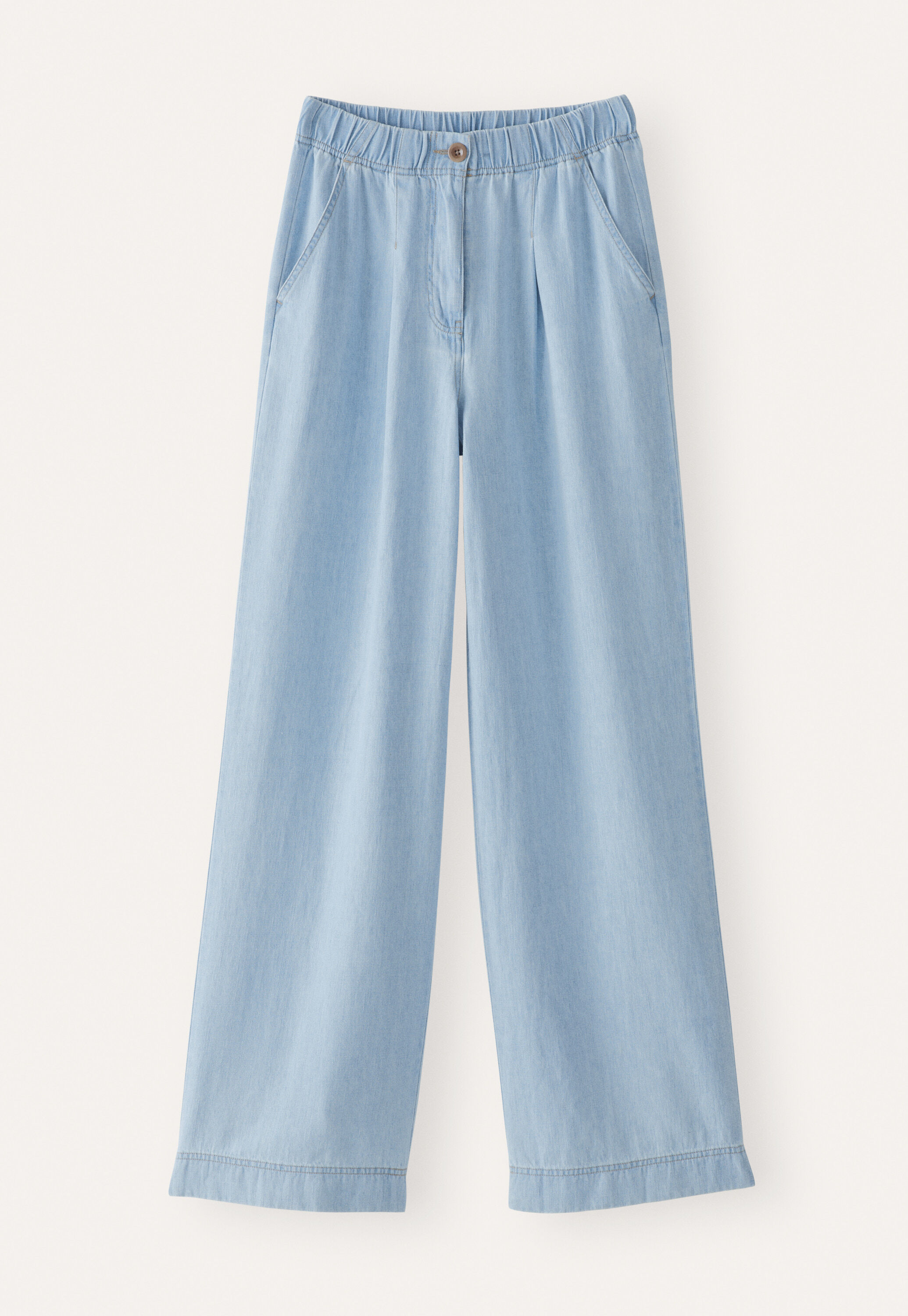 Indigo-dyed wide trousers, Pale denim, large