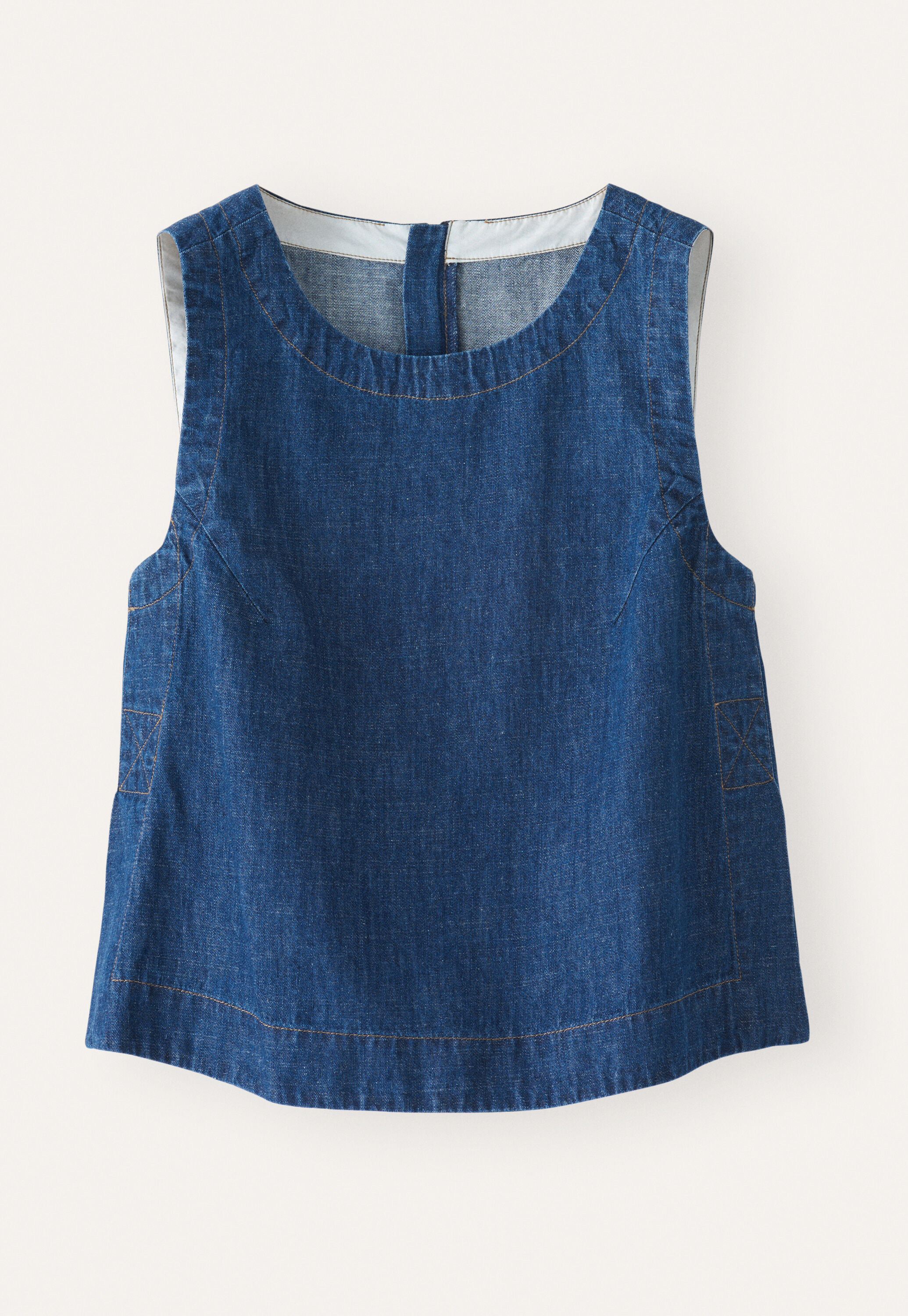 Indigo-dyed sleeveless top, Dark denim, large