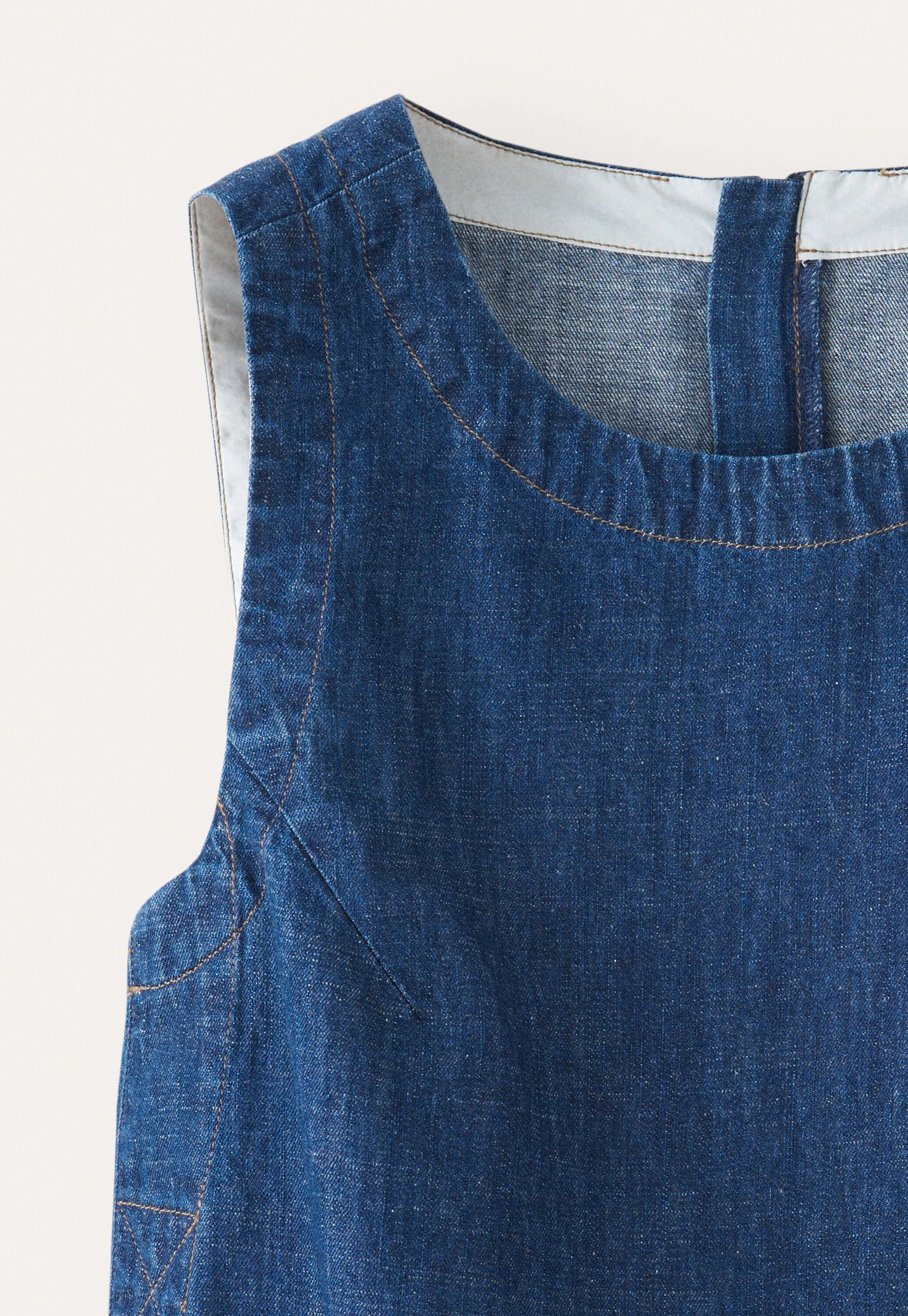 Indigo-dyed sleeveless top, Dark denim, large