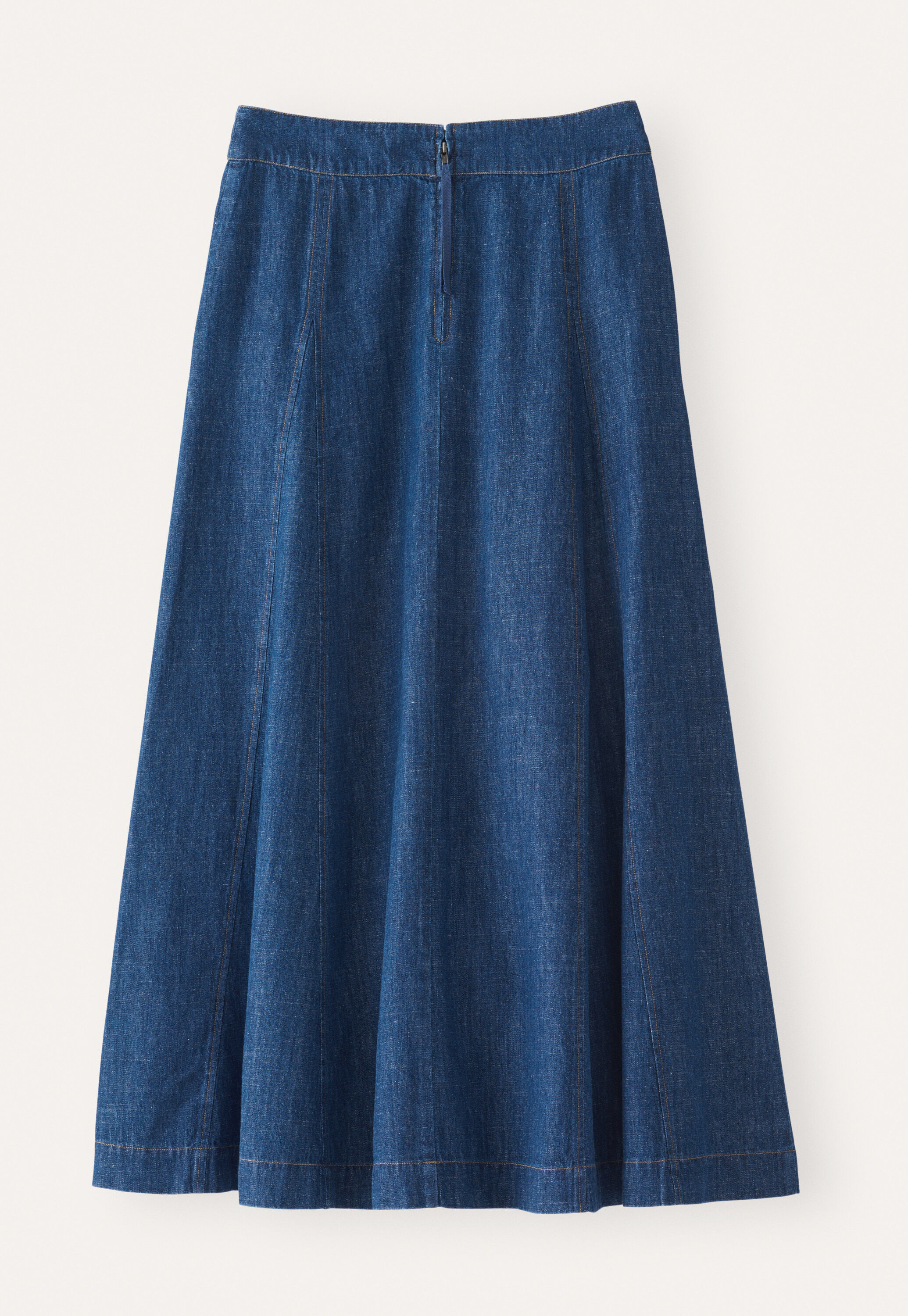 Indigo-dyed godet skirt, Dark denim, large