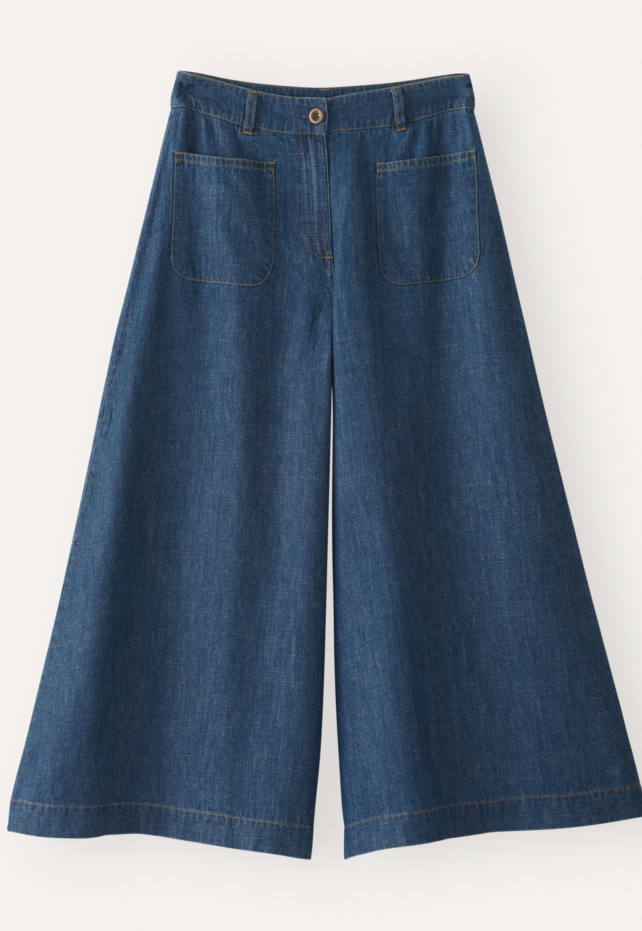 Indigo-dyed culottes, Dark denim, large
