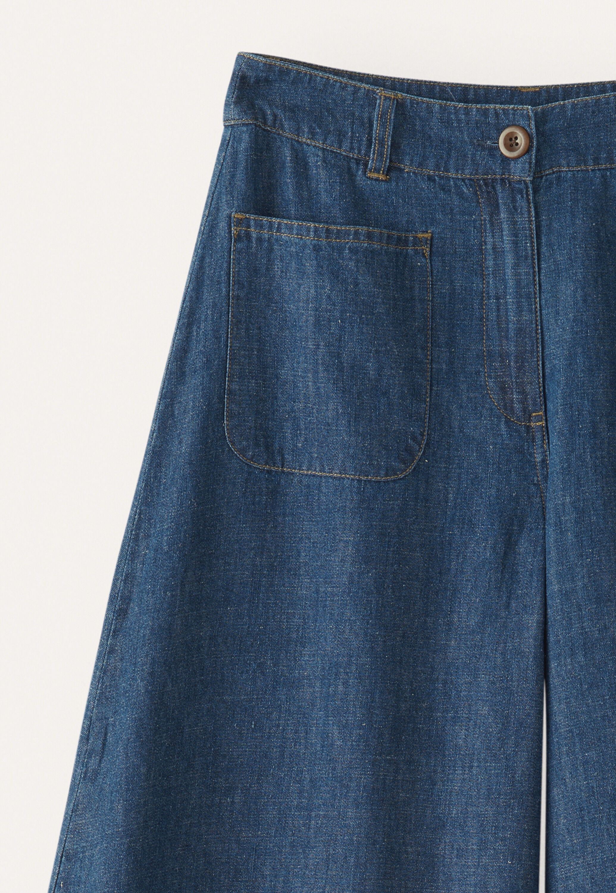 Indigo-dyed culottes, Dark denim, large
